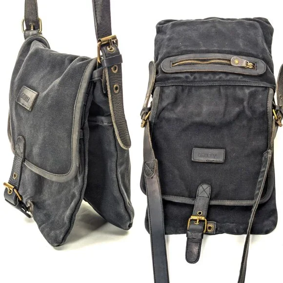 GHURKA Black Denim and Leather Rugged Messenger Crossbody - Picture 5 of 15